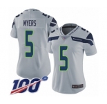 Women's Seattle Seahawks #5 Jason Myers Grey Alternate Vapor Untouchable Limited Player 100th Season Football Jersey