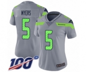 Women's Seattle Seahawks #5 Jason Myers Limited Silver Inverted Legend 100th Season Football Jersey