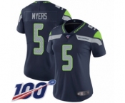 Women's Seattle Seahawks #5 Jason Myers Navy Blue Team Color Vapor Untouchable Limited Player 100th Season Football Jersey
