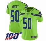 Women's Seattle Seahawks #50 K.J. Wright Limited Green Rush Vapor Untouchable 100th Season Football Jersey