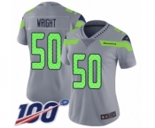 Women's Seattle Seahawks #50 K.J. Wright Limited Silver Inverted Legend 100th Season Football Jersey