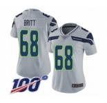 Women's Seattle Seahawks #68 Justin Britt Grey Alternate Vapor Untouchable Limited Player 100th Season Football Jersey