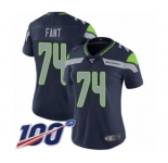 Women's Seattle Seahawks #74 George Fant Navy Blue Team Color Vapor Untouchable Limited Player 100th Season Football Jersey