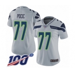 Women's Seattle Seahawks #77 Ethan Pocic Grey Alternate Vapor Untouchable Limited Player 100th Season Football Jersey