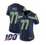 Women's Seattle Seahawks #77 Ethan Pocic Navy Blue Team Color Vapor Untouchable Limited Player 100th Season Football Jersey