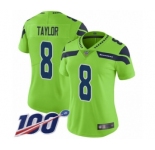 Women's Seattle Seahawks #8 Jamar Taylor Limited Green Rush Vapor Untouchable 100th Season Football Jersey