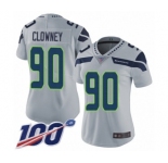 Women's Seattle Seahawks #90 Jadeveon Clowney Grey Alternate Vapor Untouchable Limited Player 100th Season Football Jersey