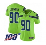 Women's Seattle Seahawks #90 Jadeveon Clowney Limited Green Rush Vapor Untouchable 100th Season Football Jersey
