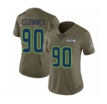 Women's Seattle Seahawks #90 Jadeveon Clowney Limited Olive 2017 Salute to Service Football Jersey