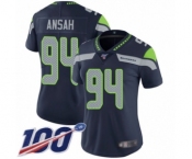 Women's Seattle Seahawks #94 Ezekiel Ansah Navy Blue Team Color Vapor Untouchable Limited Player 100th Season Football Jersey