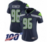 Women's Seattle Seahawks #96 Cortez Kennedy Navy Blue Team Color Vapor Untouchable Limited Player 100th Season Football Jersey