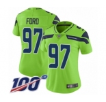 Women's Seattle Seahawks #97 Poona Ford Limited Green Rush Vapor Untouchable 100th Season Football Jersey