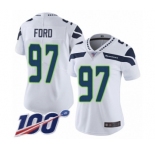 Women's Seattle Seahawks #97 Poona Ford White Vapor Untouchable Limited Player 100th Season Football Jersey