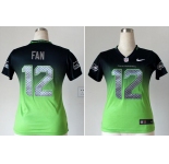 nike women nfl jerseys seattle seahawks #12 fan blue-green[nike drift fashion][second version]