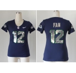 nike women nfl jerseys seattle seahawks #12 fan blue [handwork sequin lettering fashion]