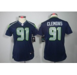 nike women nfl jerseys seattle seahawks #91 clemons blue[nike limited]