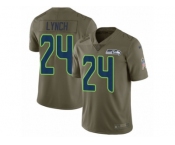 Youth Nike Seattle Seahawks #24 Marshawn Lynch Limited Olive 2017 Salute to Service NFL Jersey