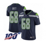 Youth Seattle Seahawks #68 Justin Britt Navy Blue Team Color Vapor Untouchable Limited Player 100th Season Football Jersey