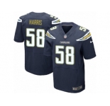 Men Nike Los Angeles Chargers #58 Nigel Harris Elite Navy Blue Team Color NFL Jersey
