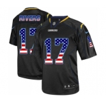 Men's Los Angeles Chargers #17 Philip Rivers Elite Black USA Flag Fashion Football Jersey