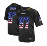 Men's Los Angeles Chargers #97 Joey Bosa Elite Black USA Flag Fashion Football Jersey