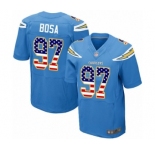 Men's Los Angeles Chargers #97 Joey Bosa Elite Electric Blue Alternate USA Flag Fashion Football Jersey