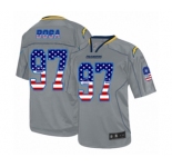 Men's Los Angeles Chargers #97 Joey Bosa Elite Grey USA Flag Fashion Football Jersey