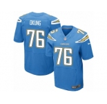 Men's Nike Los Angeles Chargers #76 Russell Okung Elite Electric Blue Alternate NFL Jersey