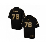 Men's Nike San Diego Chargers #76 D.J. Fluker Elite Black Pro Line Gold Collection NFL Jersey