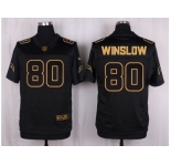 Nike San Diego Chargers #80 Kellen Winslow Black Pro Line Gold Collection Jersey[Elite]