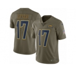 Men Nike Los Angeles Chargers #17 Philip Rivers Limited Olive 2017 Salute to Service NFL Jersey
