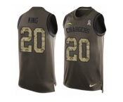 Men Nike Los Angeles Chargers #20 Desmond King Limited Green Salute to Service Tank Top NFL Jersey