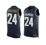 Men Nike Los Angeles Chargers #24 Trevor Williams Limited Navy Blue Player Name & Number Tank Top NFL Jersey
