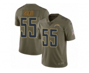 Men Nike Los Angeles Chargers #55 Junior Seau Limited Olive 2017 Salute to Service NFL Jersey