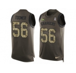 Men Nike Los Angeles Chargers #56 Korey Toomer Limited Green Salute to Service Tank Top NFL Jersey