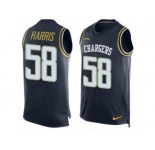 Men Nike Los Angeles Chargers #58 Nigel Harris Limited Navy Blue Player Name & Number Tank Top NFL Jersey