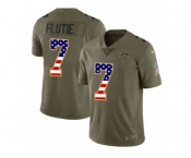Men Nike Los Angeles Chargers #7 Doug Flutie Limited Olive USA Flag 2017 Salute to Service NFL Jersey