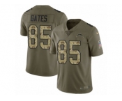 Men Nike Los Angeles Chargers #85 Antonio Gates Limited Olive Camo 2017 Salute to Service NFL Jersey