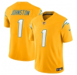Men's Los Angeles Chargers #1 Quentin Johnston Gold 2025 F.U.S.E. Alternate Vapor Limited Football Stitched Jersey