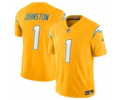 Men's Los Angeles Chargers #1 Quentin Johnston Gold 2025 F.U.S.E. Alternate Vapor Limited Football Stitched Jersey