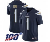 Men's Los Angeles Chargers #1 Ty Long Navy Blue Team Color Vapor Untouchable Limited Player 100th Season Football Jersey