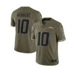 Men's Los Angeles Chargers #10 Justin Herbert 2022 Olive Salute To Service Limited Stitched Jersey