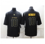 Men's Los Angeles Chargers #10 Justin Herbert Black Gold Throwback Limited Jersey