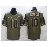 Men's Los Angeles Chargers #10 Justin Herbert Nike Gold 2021 Salute To Service Limited Player Jersey