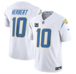 Men's Los Angeles Chargers #10 Justin Herbert White 2025 F.U.S.E With 4-Star C Patch Vapor Limited Stitched Football Jersey