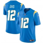Men's Los Angeles Chargers #12 Derius Davis Blue 2024 Vapor Limited Football Stitched Jersey