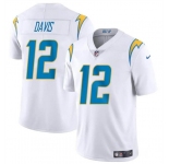 Men's Los Angeles Chargers #12 Derius Davis White 2024 Vapor Limited Football Stitched Jersey