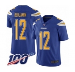 Men's Los Angeles Chargers #12 Travis Benjamin Limited Electric Blue Rush Vapor Untouchable 100th Season Football Jersey