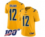 Men's Los Angeles Chargers #12 Travis Benjamin Limited Gold Inverted Legend 100th Season Football Jersey