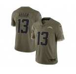 Men's Los Angeles Chargers #13 Keenan Allen 2022 Olive Salute To Service Limited Stitched Jersey